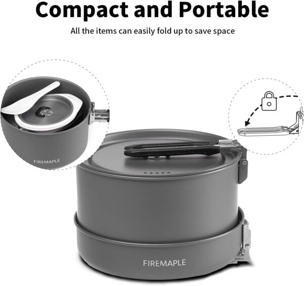 Fire-Maple Feast 4 Camping Cookware Set | Outdoor Cooking kit with Pot Kettle Pan Bowls and Spatula | Kitchen Utensils for 4 to 5 People Backpacking Trekking Hiking Fishing Picnic - Image 6