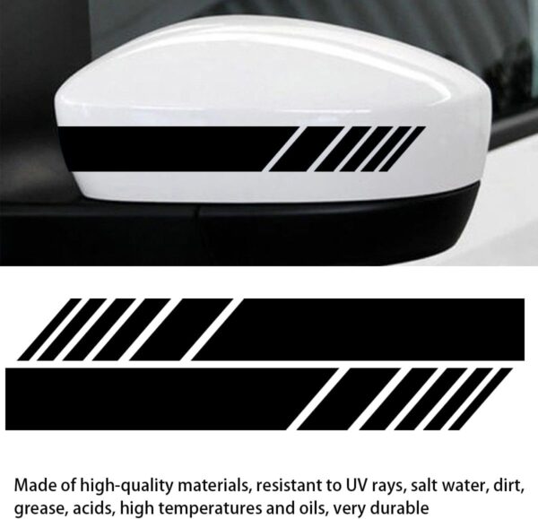 CGEAMDY 2 PCS Rear View Mirror Car Stickers Reflective Strips, Rear View Mirror Waterproof Stickers Decor Car Body Sticker, Tuning Sticker DIY Exterior Accessories for Car Side Mirror(Black) - Image 6