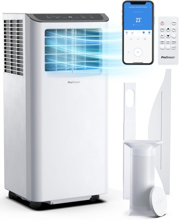 Pro Breeze 4-in-1 Portable Air Conditioner 9000 BTU – Smart Home WiFi Compatible - 24 Hour Timer & Window Venting Kit Included. Powerful Air Conditioning Unit with Class A Energy Efficiency Rating - Image 2