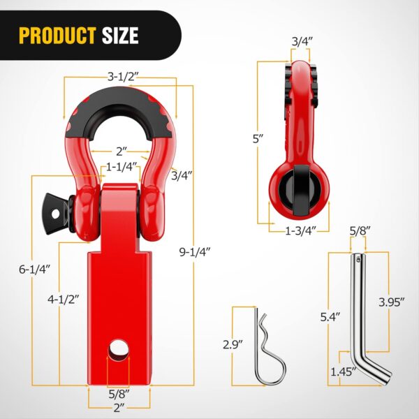 Nilight Shackle Hitch Receiver 2Inch 45000 LBs Breaking Strength 3/4" D Ring Shackle w/Trailer Hitch Pin Heavy Duty Solid Recovery Towing Kit for Trucks Jeeps Off Road,2 Years Warranty - Image 3