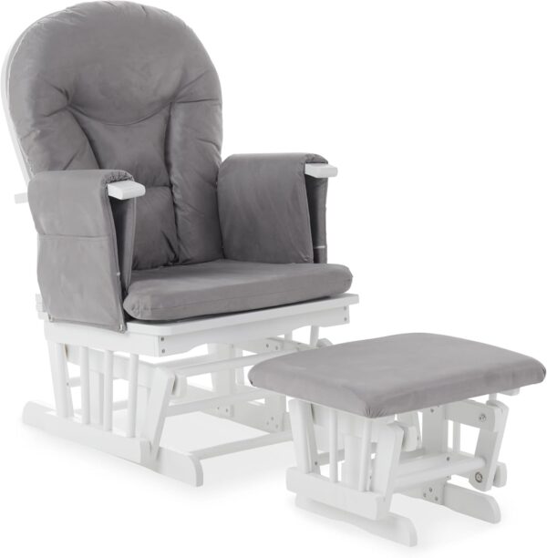 Obaby Reclining Glider Chair & Stool-White, Grey, 2 Count (Pack of 1) - Image 6