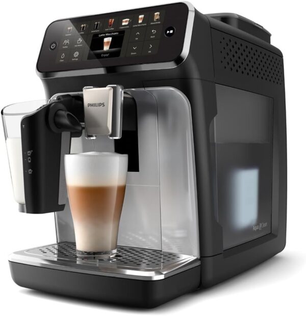 PHILIPS Series 5500 Fully Automatic LatteGo Espresso Machine, SilentBrew Technology, Quick Start. Aromatic Coffee From Freshly Ground Beans, 20 Hot And Iced Drinks, Black Silver (EP5546/70) - Image 3