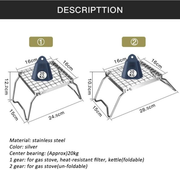 Folding Campfire Grill Heavy Duty 304 Stainless Steel Camp Grill Grate Portable Camping Grill with Legs and Carrying Bag for Outdoor Camping Cooking Hiking Tailgating Backpacking Party - Image 4