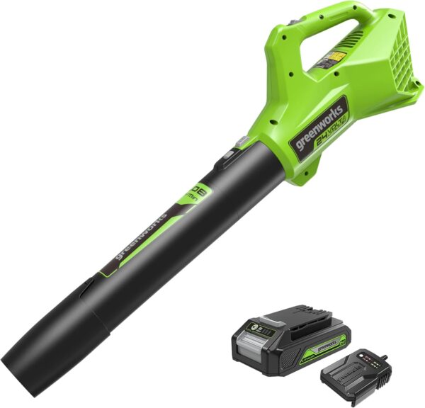 Greenworks G24ABIIK2 Cordless Axial Leaf Blower, 145km/h, 9.08m³/min 24V Battery & Charger, 3 Year Guarantee - Image 2