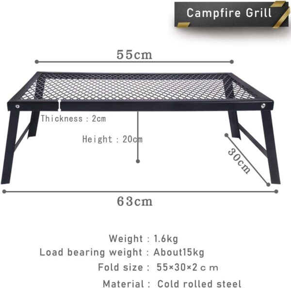 HIKEMAN Foldable Campfire Grill - Heavy Duty Charcoal Grill for cooking over an open fire,Camping Accessories Cooking For BBQ,Picnic,Hiking - Image 7