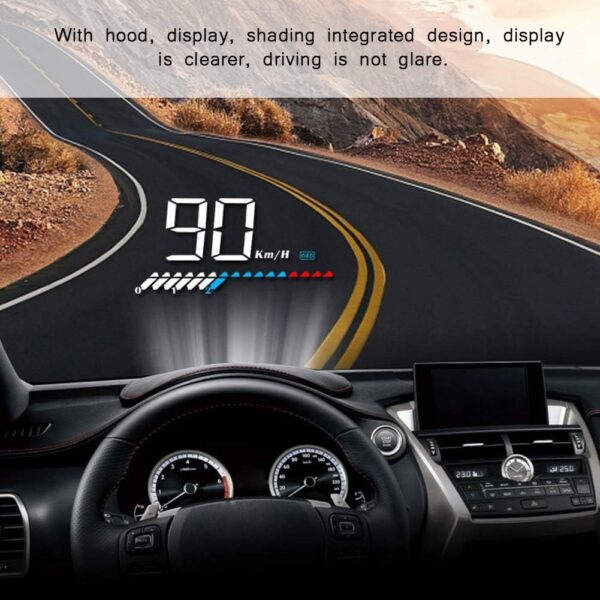 Universal Car HUD Head Up Display, Head-Up Display LED Speedometer Color Projection Speed Warning M7 with GPS OBD Mode - Image 7