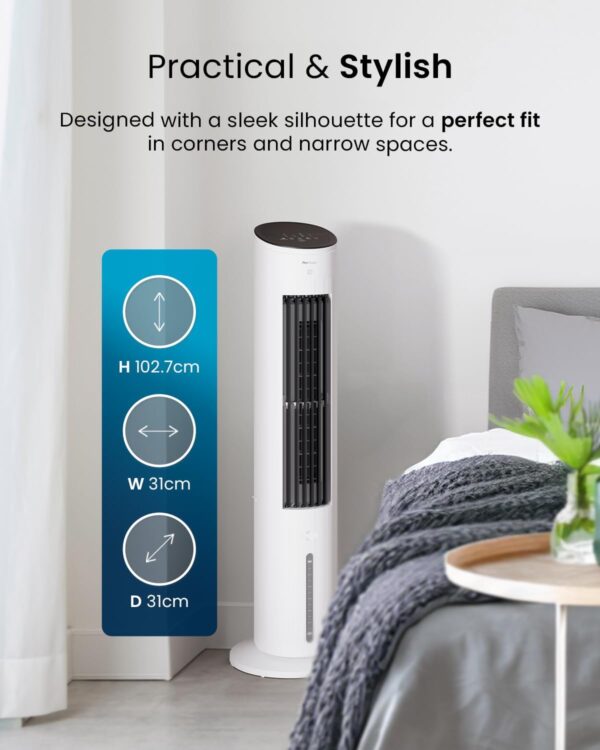 Pro Breeze® 5L Evaporative Air Cooler & Portable Tower Fan with 3 Fan Speeds, Remote Control, Automatic Oscillation, 7-Hour Digital Timer & Sleep, Natural and Humidification Mode for Home and Office - Image 10