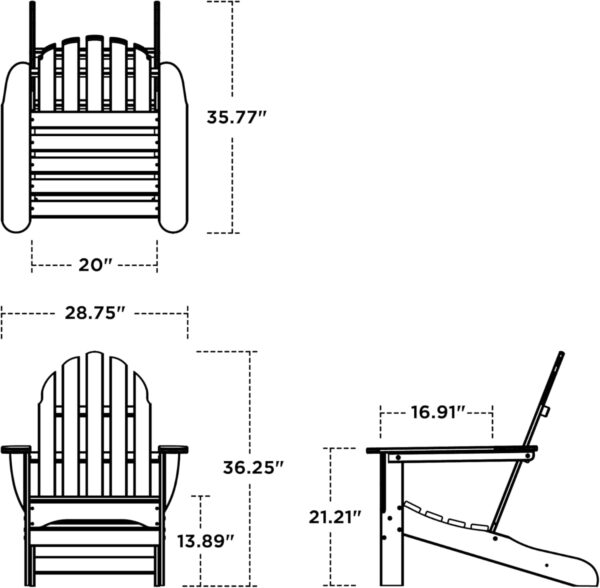 POLYWOOD AD4030GY Classic Outdoor Adirondack Chair, Slate Grey - Image 4