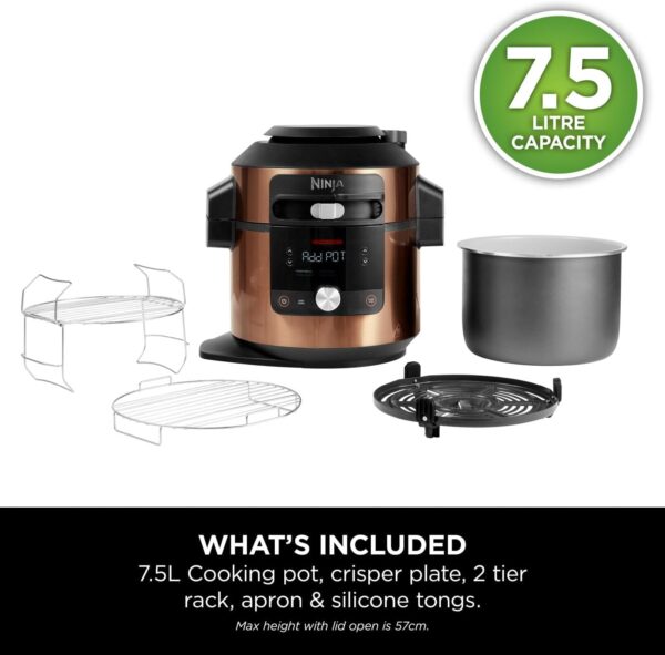 Ninja Foodi MAX 14-in-1 SmartLid Multi Cooker, 7.5L Electric Pressure Cooker & Air Fryer, Combi-Steam, Slow Cook, Bake, Grill, Copper/Black Amazon Exclusive OL650UKCP - Image 4