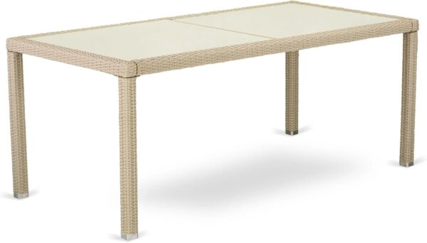 Outdoor Wicker Patio Table in Cream Finish - Image 2