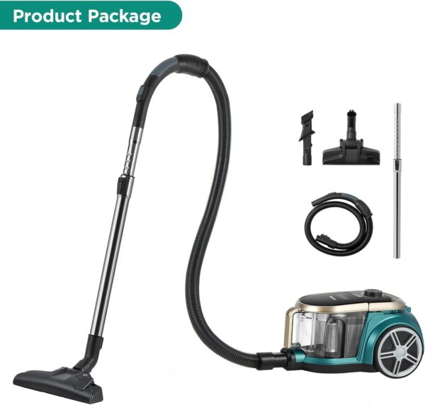 Eureka Apollo Bagless Canister Vacuum Cleaner, Lightweight Cylinder Vacuum Cleaner with Single Cyclone System, 800W Power Efficiency Motor, 2.2L Dust Container, for Carpets and Hard Floors, Green - Image 8