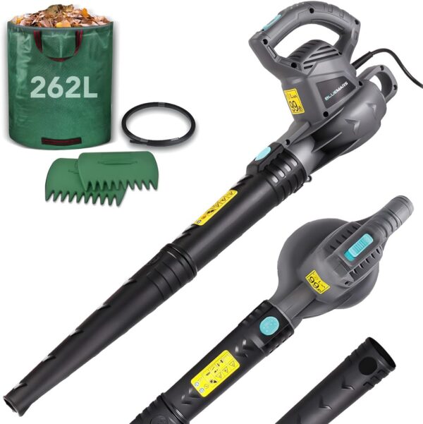 Leaf Blower Set by Bluemars - Powerful 3000W, 8m Corded Garden Blower with Garden Leaf Grabbers & Heavy Duty Garden Waste Bags with Handles (262L) - Image 2