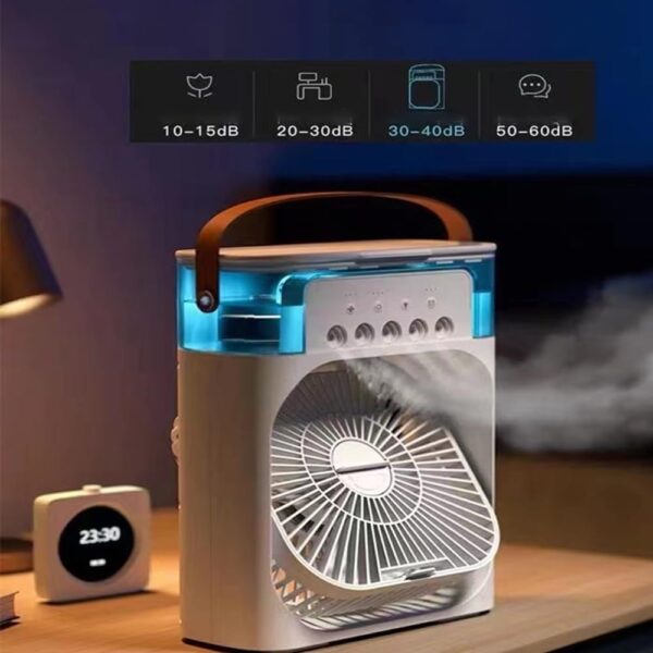 Portable Air Cooler 4-In-1 Mini Mobile Air Conditioner Fan, Evaporative Air Cooler 3 Speeds,600ml water tank, Rainbow Lights, Ideal for Home/Bedroom/Kitchen - Image 4