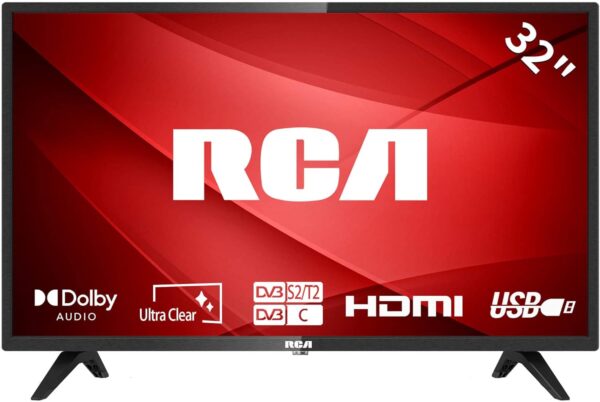 RCA 32 Inch 720P TV, Freeview HD Dolby Digital Audio DVB T2/S2 HD LED Backlighting Display TV, HDMI USB Earphone Output Media Player Monitor PS5 Xbox, Small TV for Bedroom Kitchen Black - Image 2