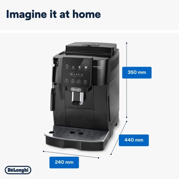 De'Longhi Magnifica Start ECAM222.20.B, Automatic Coffee Machine with Milk Nozzle, Bean to Cup Espresso Machine with 4 One-Touch Recipes, Soft-Touch Control Panel, 1450W, Black - Image 7