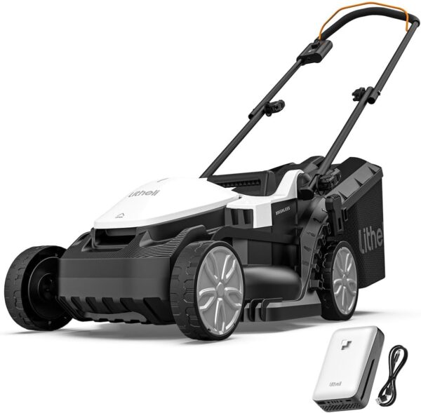 Litheli Cordless Lawn Mower, 33 cm Cutting Width, Brushless Motor, 5 Heights Adjustment, 30L Grass Box, 20V Foldable Lightweight battery lawnmower for Lawns up to 500㎡, Incl. 4Ah Battery - Image 2