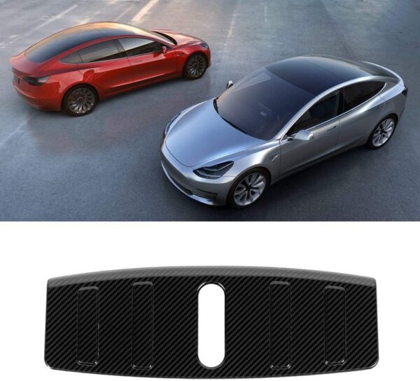 KIMISS Front Hood Plate Cover,Carbon Fiber Surface Front Hood Protector Sill Plate Cover Fit for Model 3 18-19 Black - Image 10