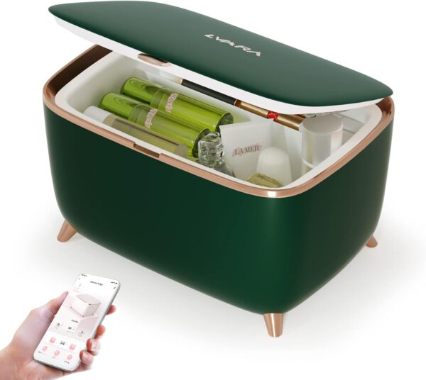 LVARA Smart Cosmetic Fridge 9 Litre 6~28℃ - Skincare Fridge Smart Life - Portable fridge for Bedroom, Dorm (Dark Green) - Image 2