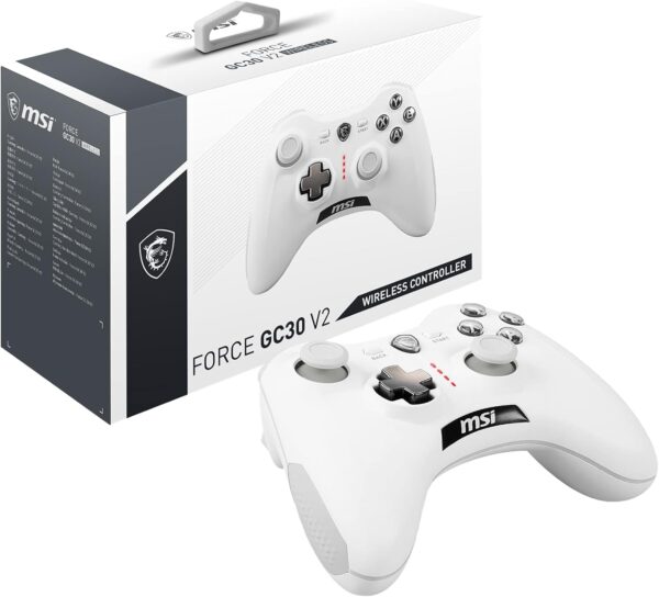 MSI FORCE GC30 V2 WHITE Wireless PC Gamepad Controller - 2,4 GHz, 600mAh Li-ion Battery, Interchangeable D-Pad Covers, Dual Vibration Motors, USB 2.0 - Wired/Wireless - Image 3