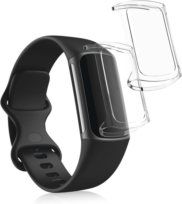 kwmobile Case Compatible with Fitbit Charge 6 / Charge 5 Case - 2x TPU Silicone Fitness Tracker Cover - Transparent - Image 2