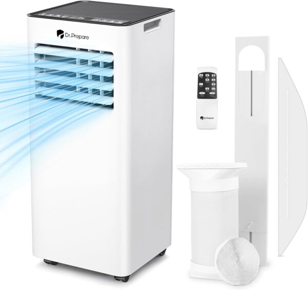 DR.PREPARE 9000 BTU Air Conditioning Unit, 4-in-1 Portable Air Conditioner with Remote Control, Dehumidifier, Cooling Fan with 2 Speeds, 24H Timer & Sleep Mode, Child Lock, Dual Window Venting Kit - Image 2