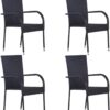 Gecheer 5 Piece Garden Dining Set Patio Conservatory Dining Set Indoor Outdoor Modern Bistro Set, with Dining Table and 4 Garden Chairs, Poly Rattan Black Garden Dining Set - Image 6
