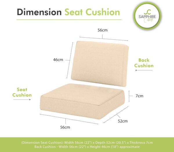 Sapphire Collection Outdoor Garden Rattan seat cushions Water Resistant Pad for Keter Allibert California Furniture Patio Chair Cushion Only Padding (8 Pc Cream Patio Set) - Image 7