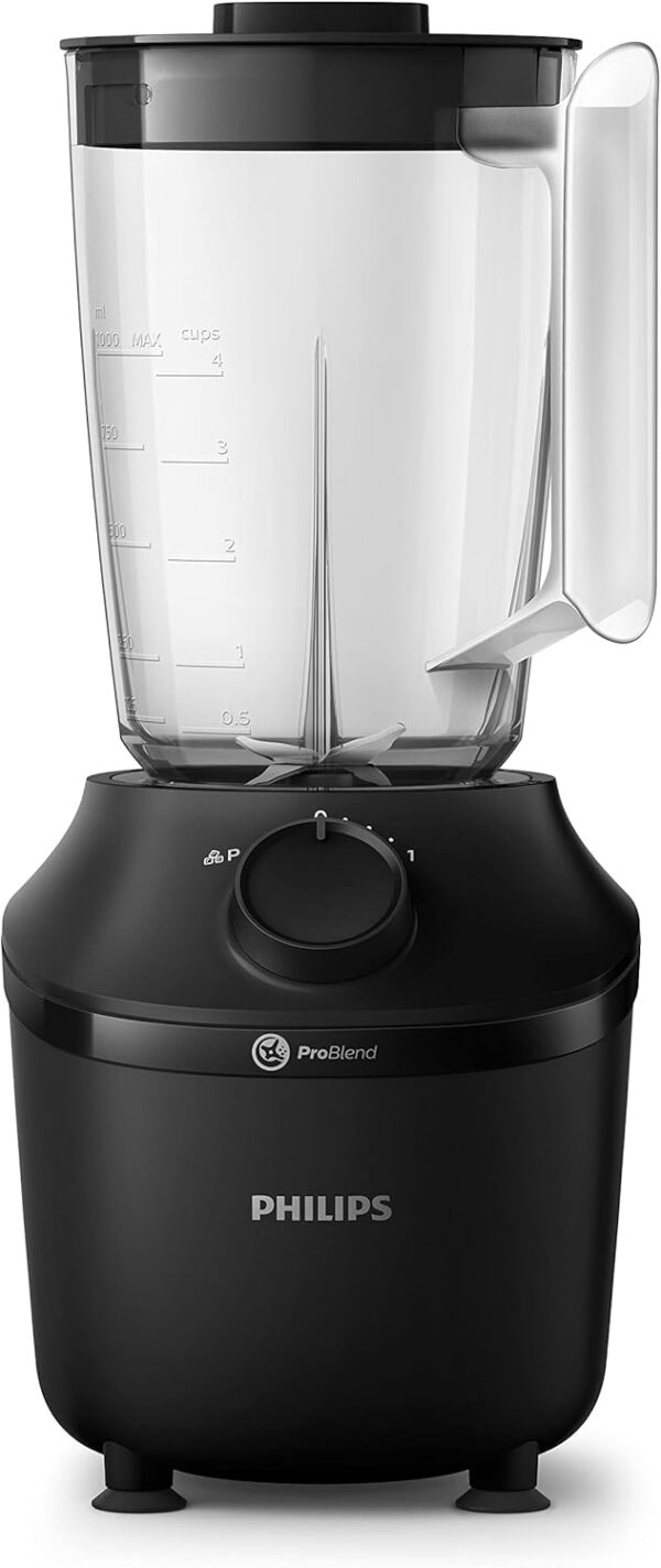 Philips Blender 3000 Series, ProBlend System, 1.9L Maximum Capacity, 1L Effective Capacity, 450W, 1 Speed Setting + Pulse, Plastic Jar, Black, (HR2041/01) - Image 3