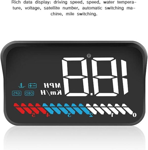 Universal Car HUD Head Up Display, Head-Up Display LED Speedometer Color Projection Speed Warning M7 with GPS OBD Mode - Image 5