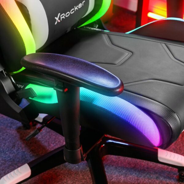 X-Rocker Agility RGB Gaming Chair, Racing Computer Chair with Lights, Swivel Office Chair Ergonomic PC Chair with High Back, Headrest and Lumbar Support Cushion, Height Adjustable and Tiltable - BLACK - Image 3