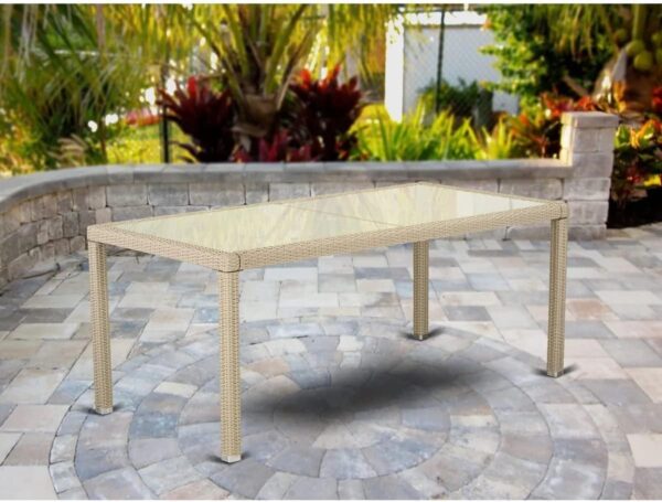 Outdoor Wicker Patio Table in Cream Finish - Image 3