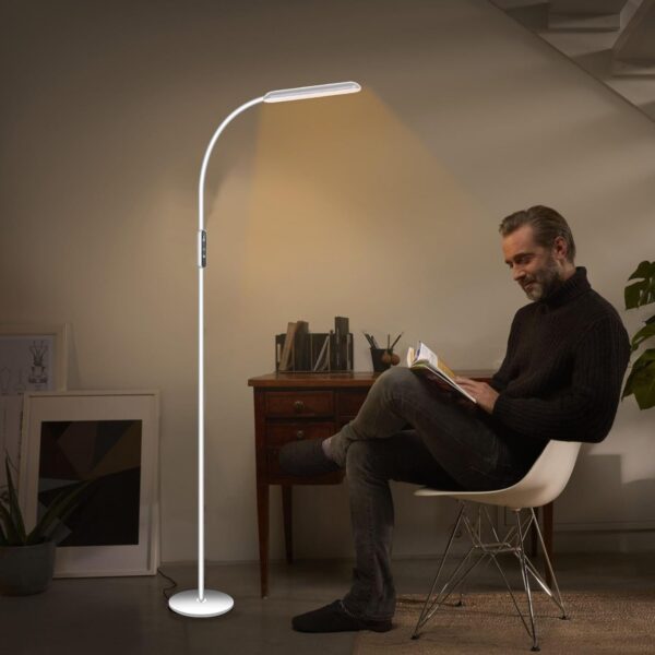 HIYAA Floor Lamp for Living Room, Dimmable Adjustable Reading Standing Lamps with Touch Control, 5 Color Temperature & 5 Brightness Levels, Gooseneck Height Flexible Modern Tall Lamp, White - Image 8