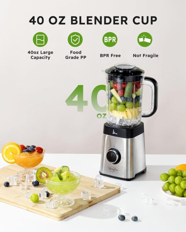 Sangcon Blenders for Kitchen and Food Processor Combo, 5 in 1 Jug Blender for Shakes and Smoothies,3 Speed Control with Pulse 500W for Ice, Fruit, Meat,Vegetable - Image 3