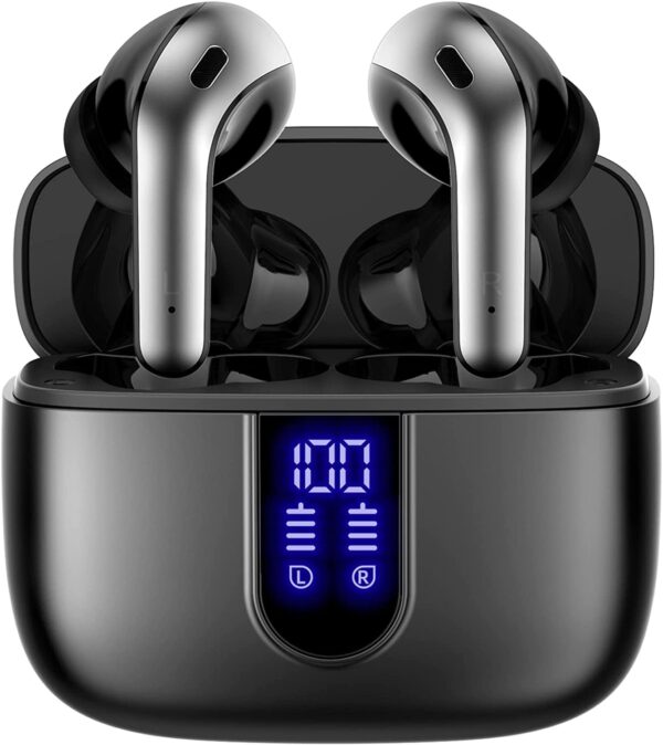 TAGRY Bluetooth Headphones True Wireless Earbuds 60H Playback LED Power Display Earphones with Wireless Charging Case IPX5 Waterproof in-Ear Earbuds with Mic for TV Smart Phone Computer Laptop - Image 2