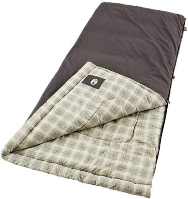 Coleman Heritage Big & Tall Cold-Weather Sleeping Bag, 10°F Camping Sleeping Bag for Adults, Comfortable & Warm Flannel Sleeping Bag for Camping and Outdoor Use, Fits Adults up to 6ft 7in Tall - Image 2