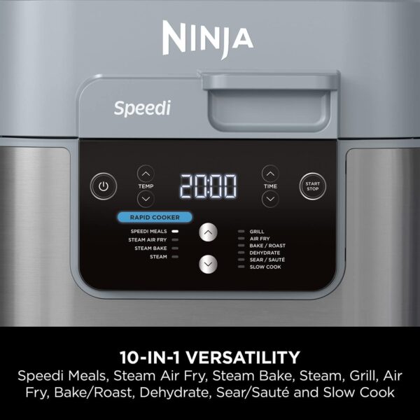 Ninja Speedi 10-in-1 Rapid Cooker, Air Fryer and Multi Cooker, 5.7L, Meals for 4 in 15 Minutes, Air Fry, Steam, Grill, Bake, Roast, Sear, Slow Cook & More, Cooks 4 Portions, Sea Salt Grey, ON400UK - Image 4