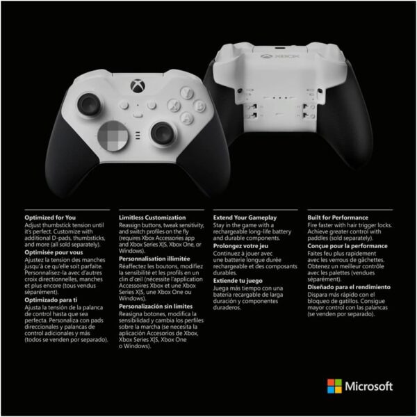 Xbox Elite Bluetooth Wireless Controller Series 2 - Core Edition (White) For PC, Xbox Series X|S, Xbox One, Windows 10, Mobile - Image 8