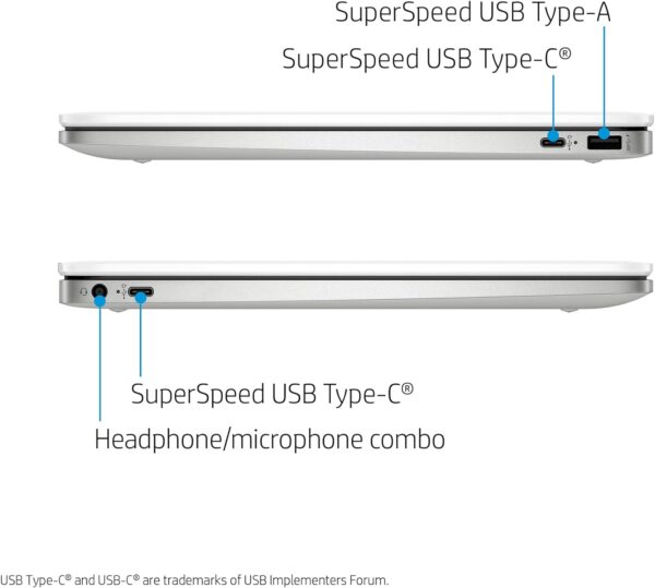 HP Chromebook 14" | Intel Celeron N4120 Processor | 4 GB RAM | 64 GB eMMC | Intel UHD Graphics 600 | HD 16:9 Display | Up to 14hrs battery | Chrome OS |Dual Speakers| Ceramic White | 14a-na0001sa - Image 6