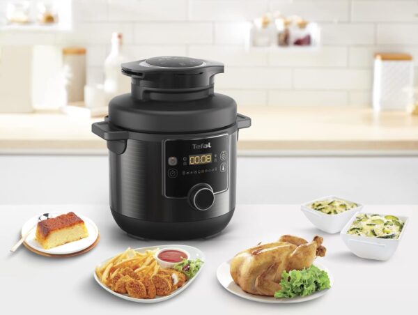 Tefal Turbo Cuisine & Fry, 7.6L Electric Pressure Cooker with Air Fryer lid, programmes inc Fry, Roast, Grill, Slow cooker, Rice cooker, 7.6L, 1200W, Plastic, Black, CY778840 - Image 8