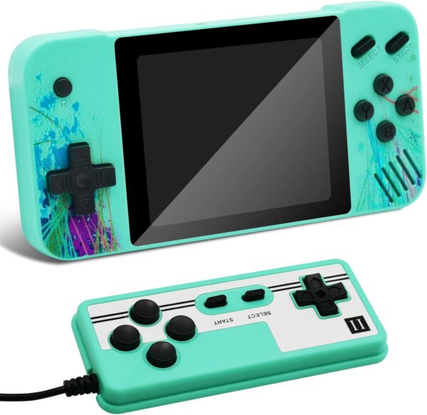 Handheld retro game console for kids, 3.5-inch LCD screen, preloaded with 800 classic retro video games, portable game console, mini arcade electronic toy gift for boys and girls (green) - Image 2