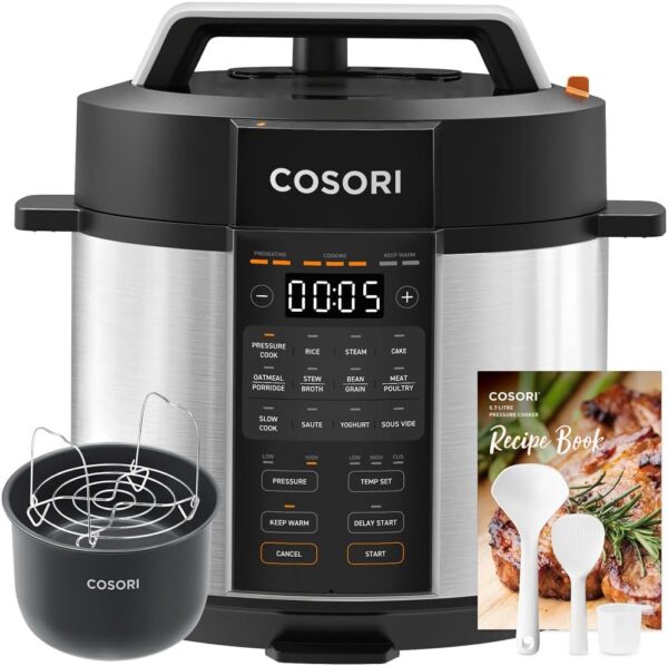 COSORI Pressure Cooker 5.7L, 70% Faster, 65+ Recipes(Cookbook & Online), 13 Presets, 9-in-1 Multi Cooker(Slow & Rice Cooker, Sous vide, Cake & Yoghurt Maker, Steamer, etc.), Non-Stick - Image 2