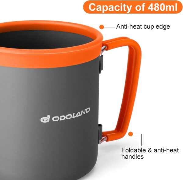 Odoland Upgraded Camping Cookware Set Outdoor Cooking Utensils Aluminium Camping Pot with Burner Mug Foldable Cutlery Mini Camping Stove for Outdoor Picnic Hiking - Image 5