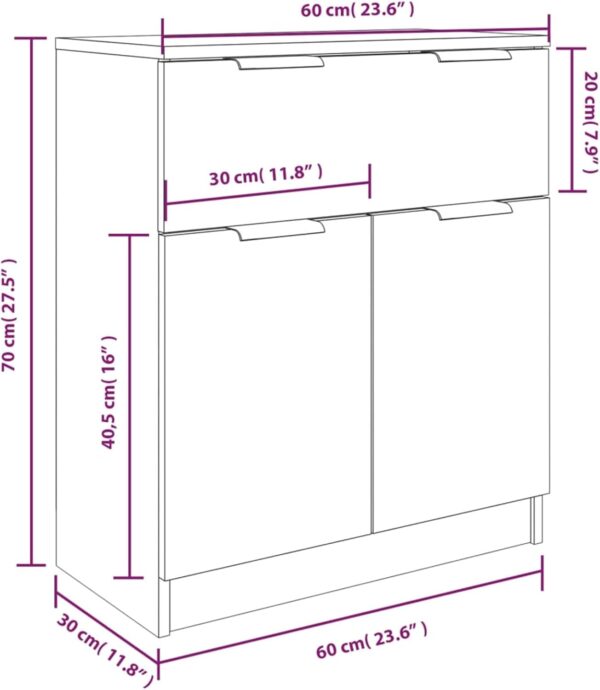 Homgoday 3 Piece Sideboards Grey Sonoma Engineered Wood, Side Cabinet, Cupboard Storage Cabinet for Dining Living Room, Hallway and Kitchen, Home Office Furniture Buffet Cabinet - Image 8