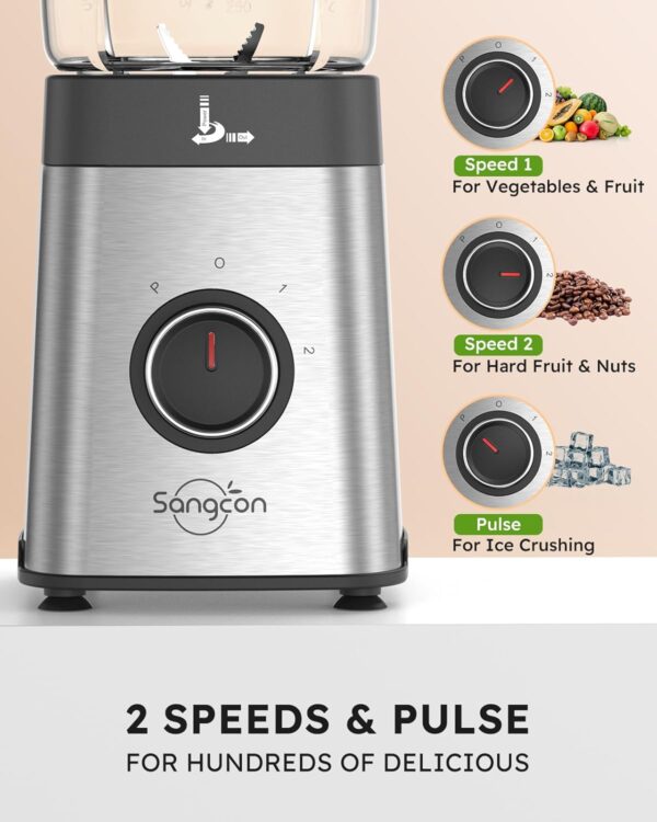 Sangcon Blenders for Kitchen and Food Processor Combo, 5 in 1 Jug Blender for Shakes and Smoothies,3 Speed Control with Pulse 500W for Ice, Fruit, Meat,Vegetable - Image 9