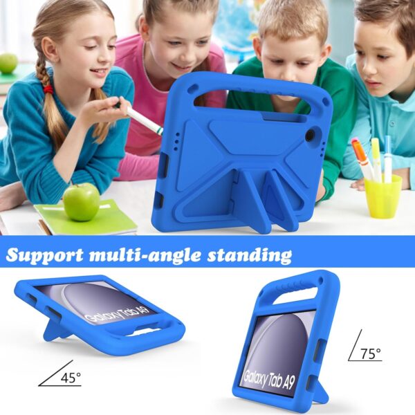 GOZOPO Kids Case for Samsung Galaxy Tab A9 (SM-X110,SM-X115) 8.7" 2023- Lightweight & Shockproof Handle Stand Case - Blue - Image 4