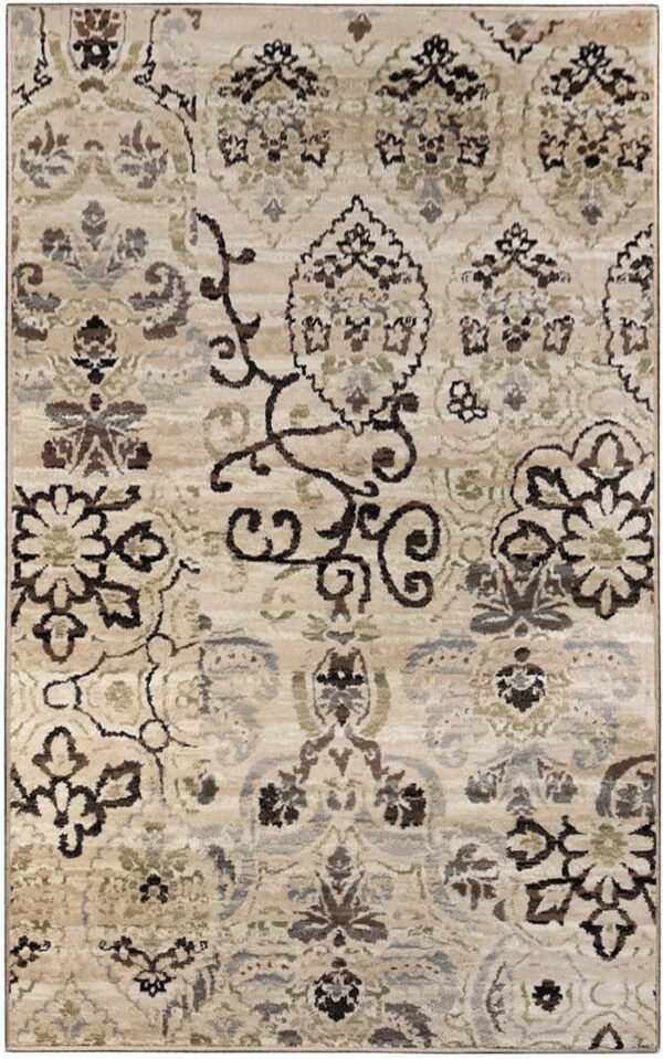 Superior Indoor Area Rug, Jute Backed, Perfect for Entryway, Office, Living/Dining Room, Bedroom, Kitchen, Hardwood Floor, Modern Floral Decor, Caldwell Collection, 2' x 3', Beige - Image 2