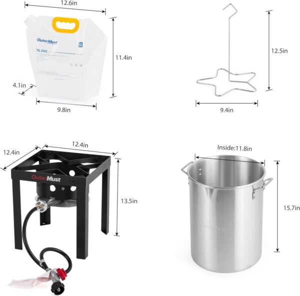 OuterMust Turkey Deep Fryer with Propane Burner Set 30 Qt. Turkey Fryer for Outdoor Cooking 50,000 BTU with Oil Bags, Ideal for Cooking Turkey, Crawfish, Crab - Image 7