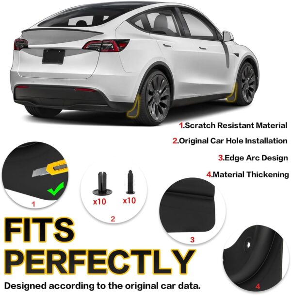 PSLER for Tesla Model Y 2019-2024 Mud Flaps Splash Guards Fenders No Drilling Required Car for Tesla Model Y Accessories- (Pack of 4) - Image 5