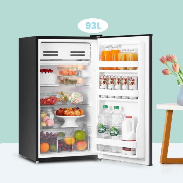 COMFEE' RCD93BL2(E) Under Counter Fridge, 93L Small Fridge with Cooler Box, Interior Light, Removable Glass Shelf, Reversible Door Hinge, Adjustable Legs, Standard Refrigerator White - Image 4