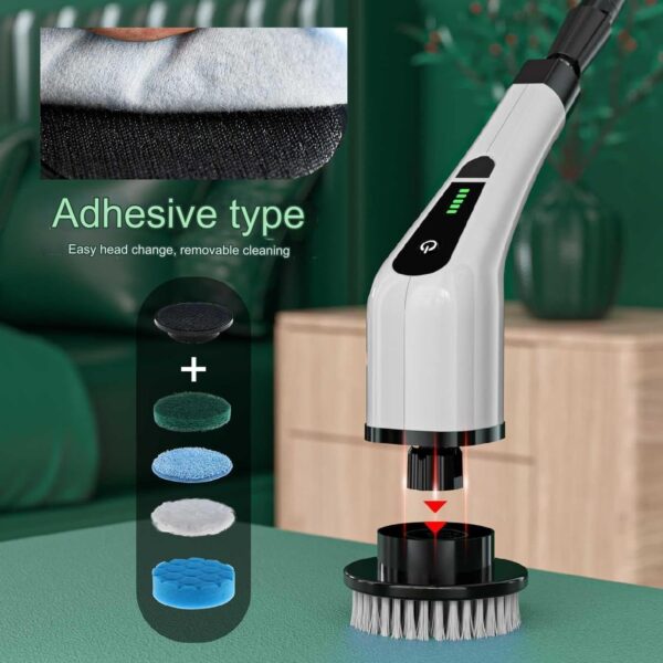 Electric Spin Scrubber, Upgraded Cordless Cleaning Brush wDrill Brush Heads, Tub and Floor Tile 360 Power Scrubber Mop with Adjustable Handle for Bathroom Kitchen Car (White) - Image 7